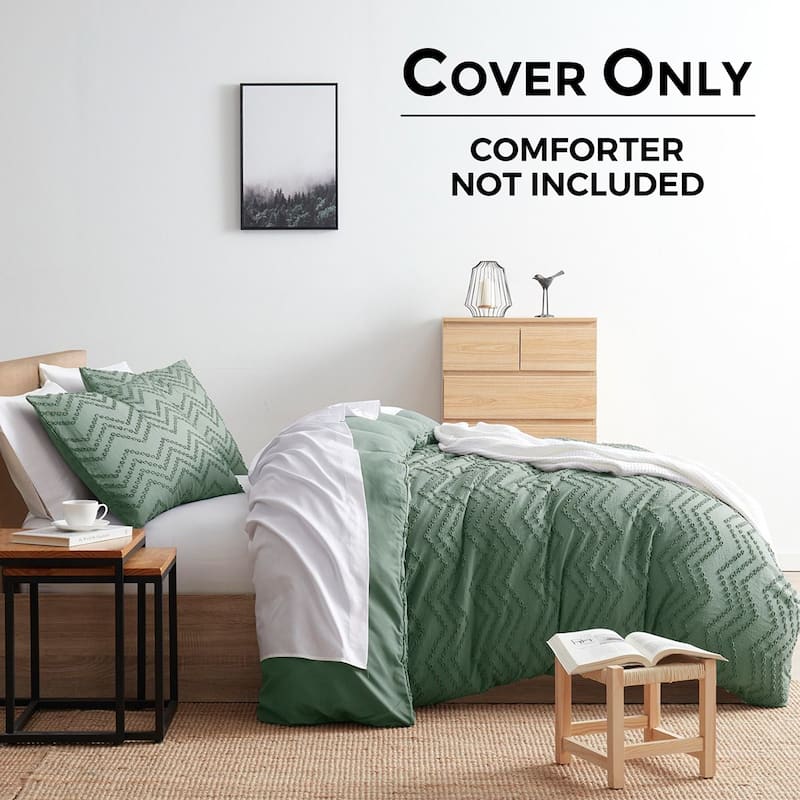 Nestl Boho Tufted Embroidery Double Brushed Duvet Cover with Button Closure