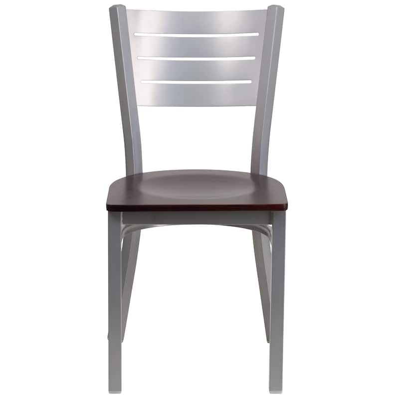 Slat Back Metal Restaurant Chair - 16.5"W x 19"D x 33.5"H