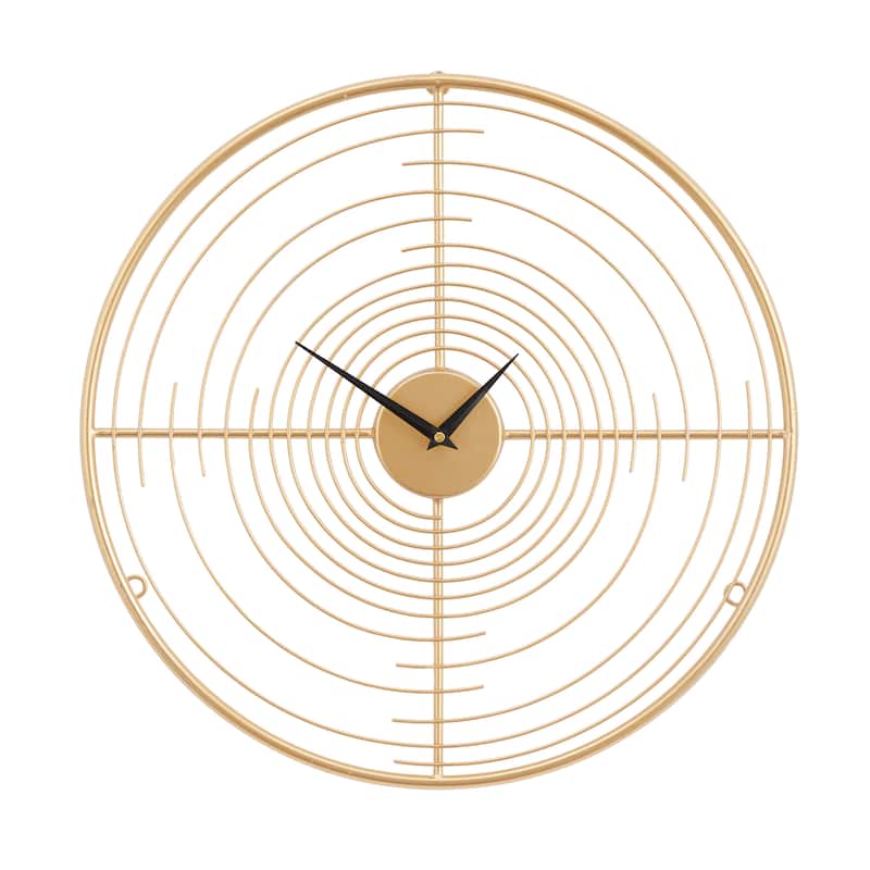 Gold Metal Open Frame Swirl Decorative Wall Clock - 20"L x 2"W x 20"H
