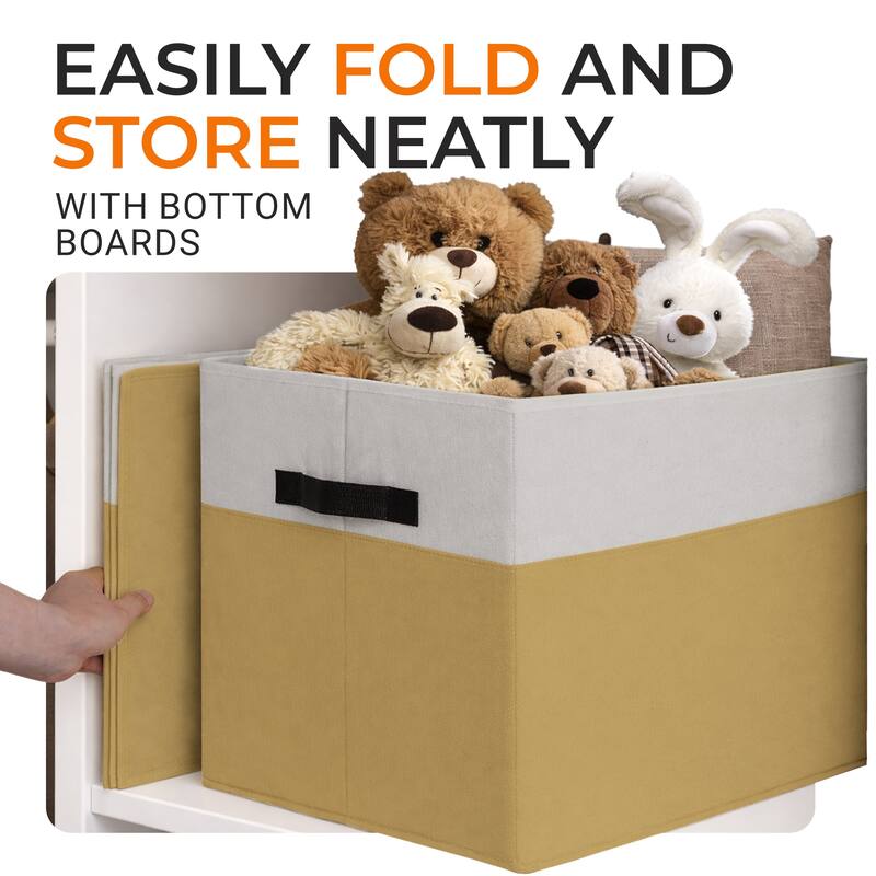 Cheer Collection 4 Pack Large Fabric Storage Baskets with Handles Collapsible Organizer Bins