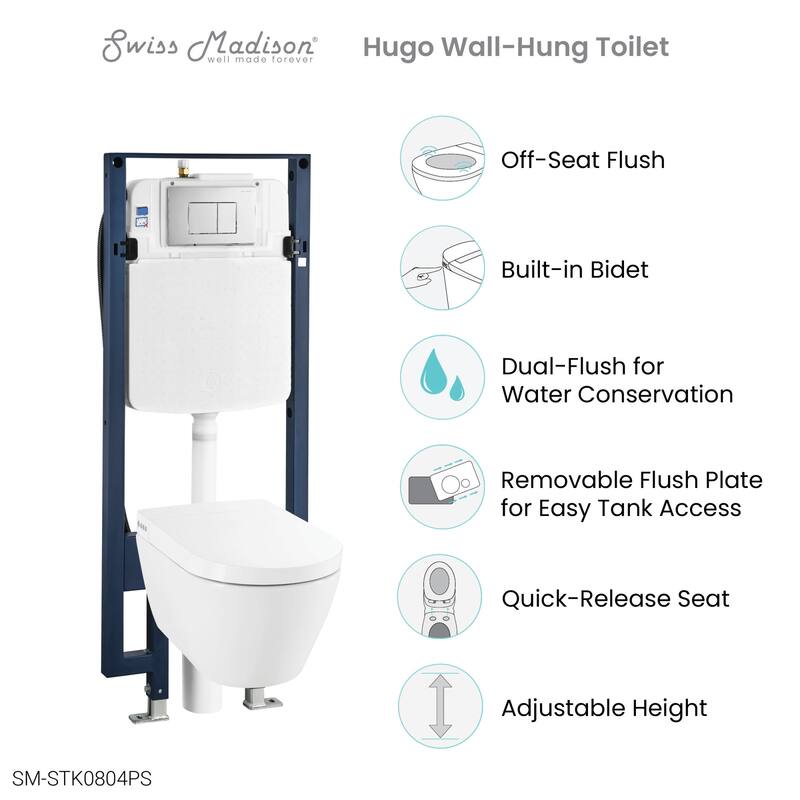 Swiss Madison SM-STK0804PS Hugo 1.6 GPF Dual Flush Wall Mounted One