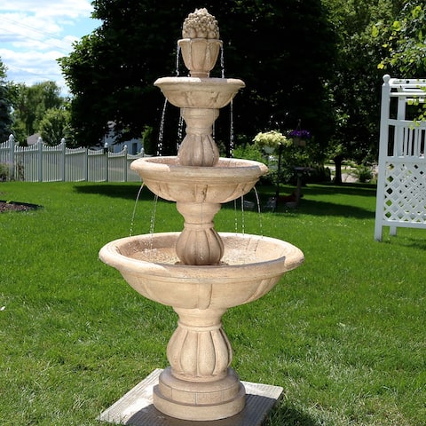 Sunnydaze 3-Tier Cornucopia Outdoor Backyard Garden Water Fountain - 61-Inch