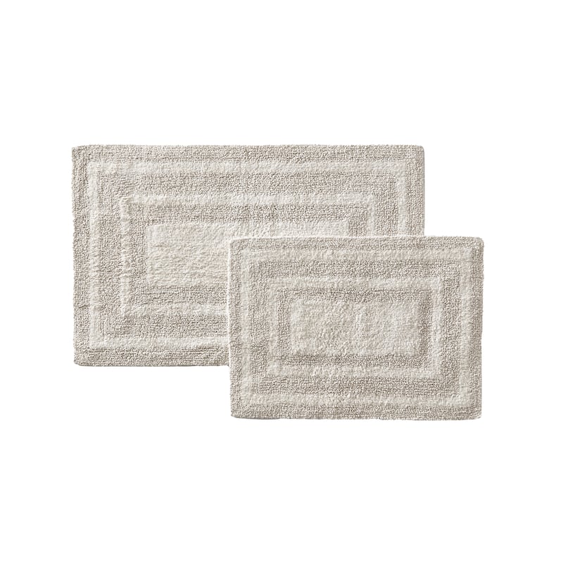 Eddie Bauer Logan Cotton 2 Piece Bath Rug Set - Light Grey
