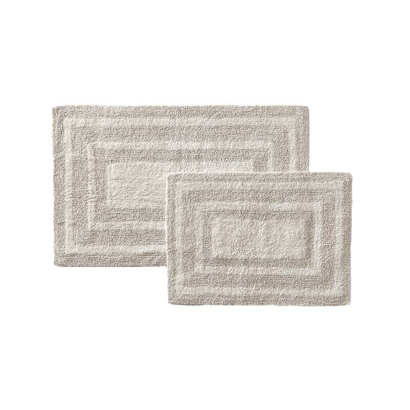 Eddie Bauer Logan Cotton 2 Piece Bath Rug Set - Light Grey