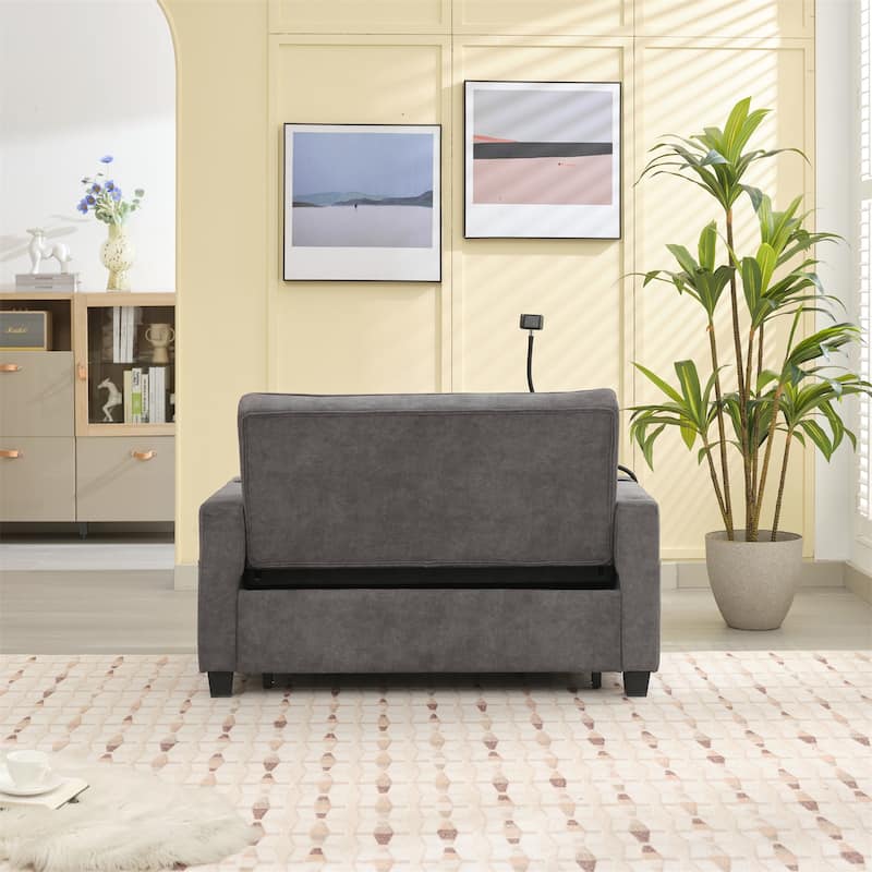 Futon Convertible 3-in-1 Pull Out Sleeper Sofa with USB Ports