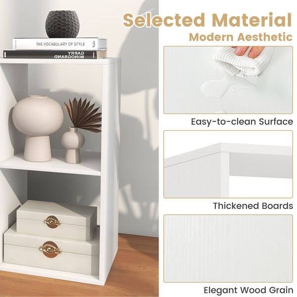 White 4 Cube Opne Back Bookshelf with Back Guardrail for Living