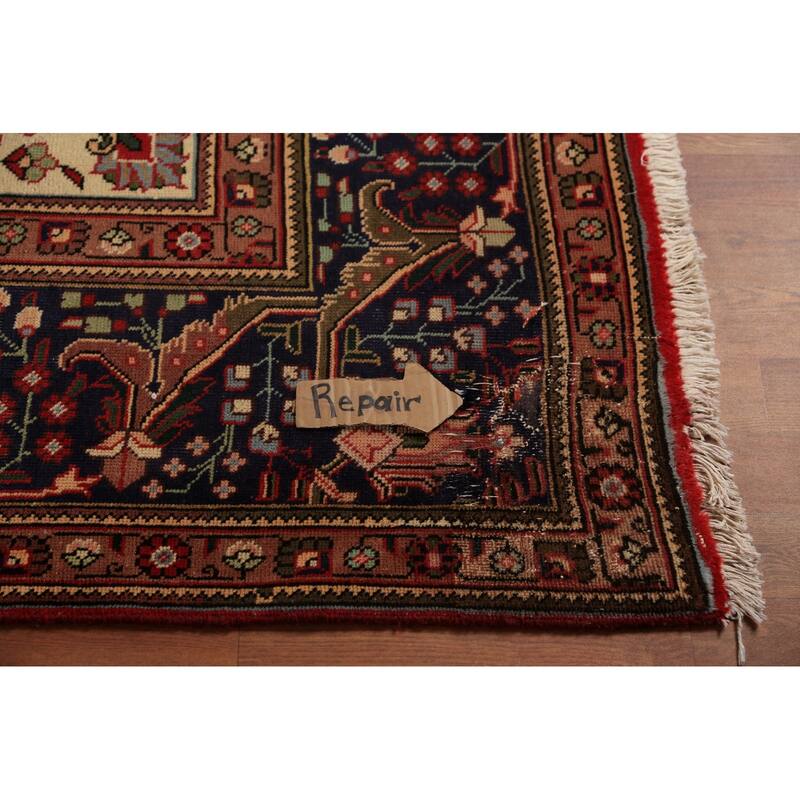 Red Medallion Tabriz Persian Vintage Area Rug Handmade Wool Carpet - 9'10" x 13'4"