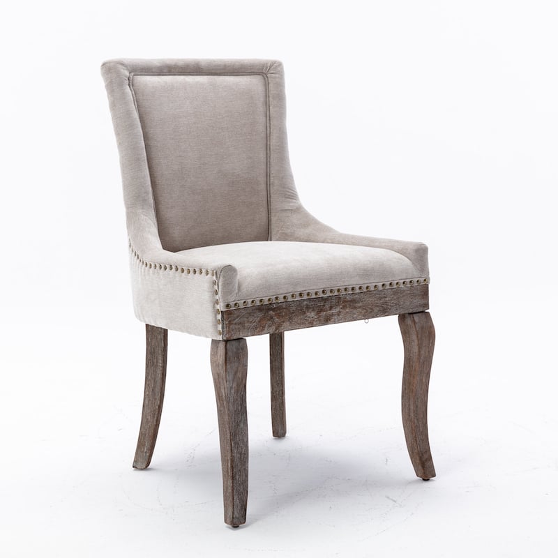 Thickened Fabric Dining Chair with Solid Wood Legs, Set of 2