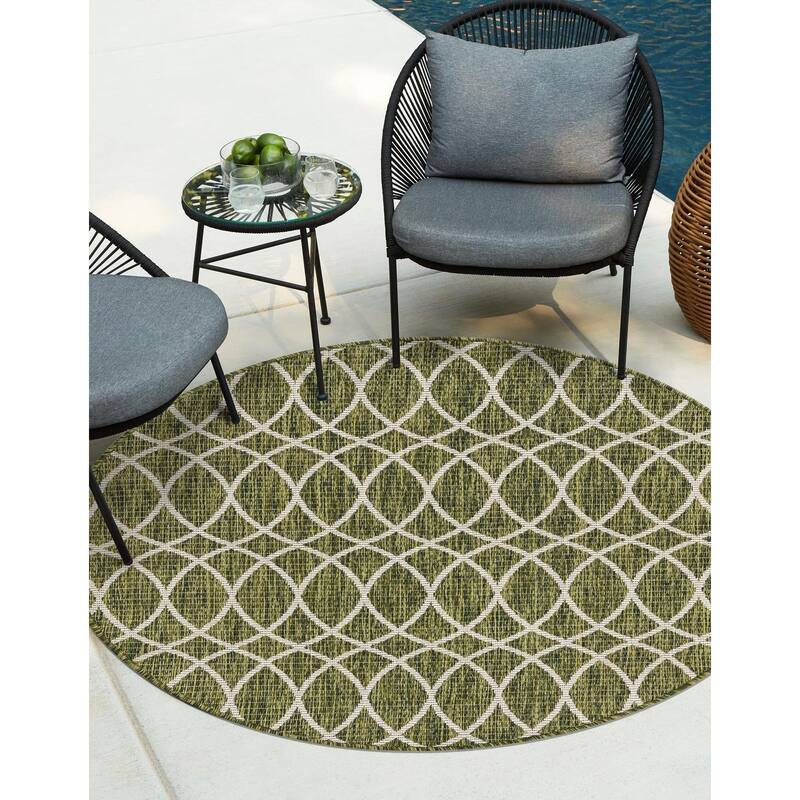 Outdoor Khence Collection Area Rug - Green - 4' Round