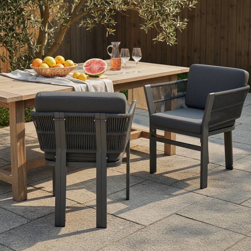 Christopher Knight Home - Outdoor Aluminum Dining Chair Set with Weather-Resistant Cushions - Grey