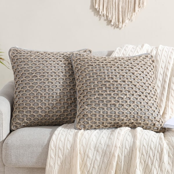 Boho Living Jada Braided Cotton/Jute Throw Pillow Covers - 20x20 set of 2 - Grey