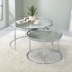 preview thumbnail 4 of 7, Elema Glam Chrome Glass Top 2-Piece Nesting Tables Set by Furniture of America Clear