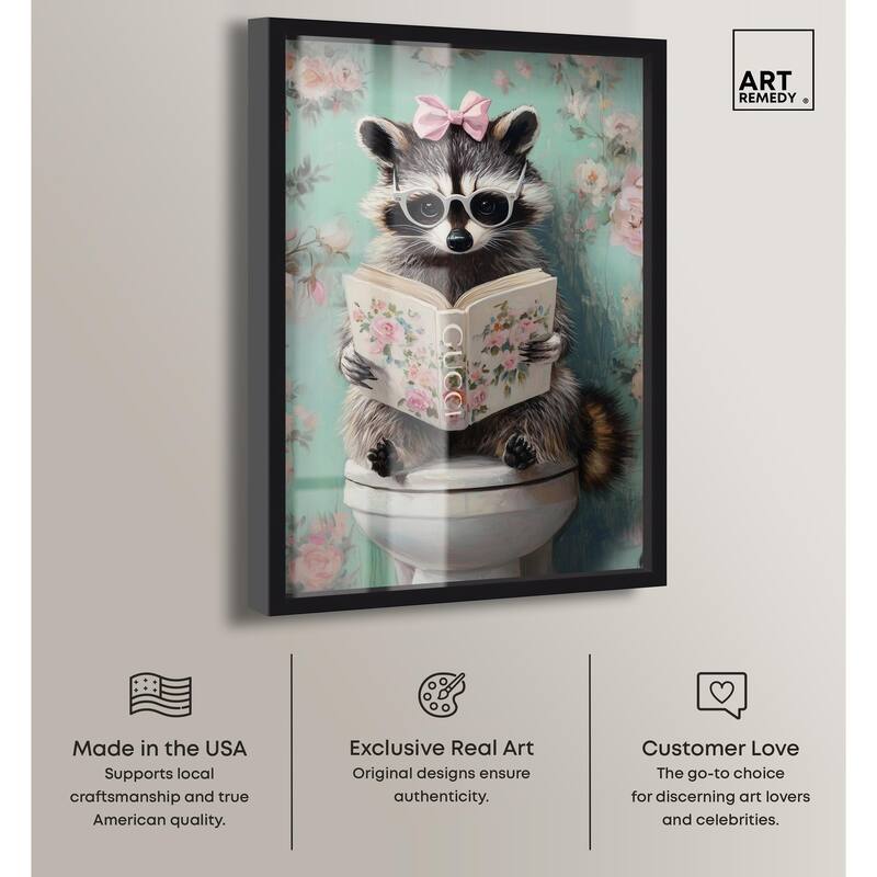 Petite Floral Toilet Raccoon Shadowbox by Art Remedy