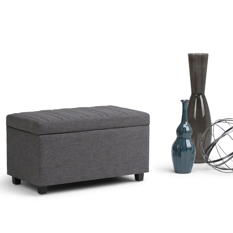 WYNDENHALL Callum 34 inch Wide Contemporary Rectangle Storage Ottoman - Slate Grey