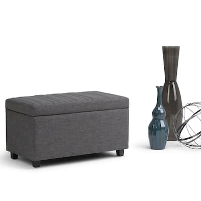 WYNDENHALL Callum 34 inch Wide Contemporary Rectangle Storage Ottoman
