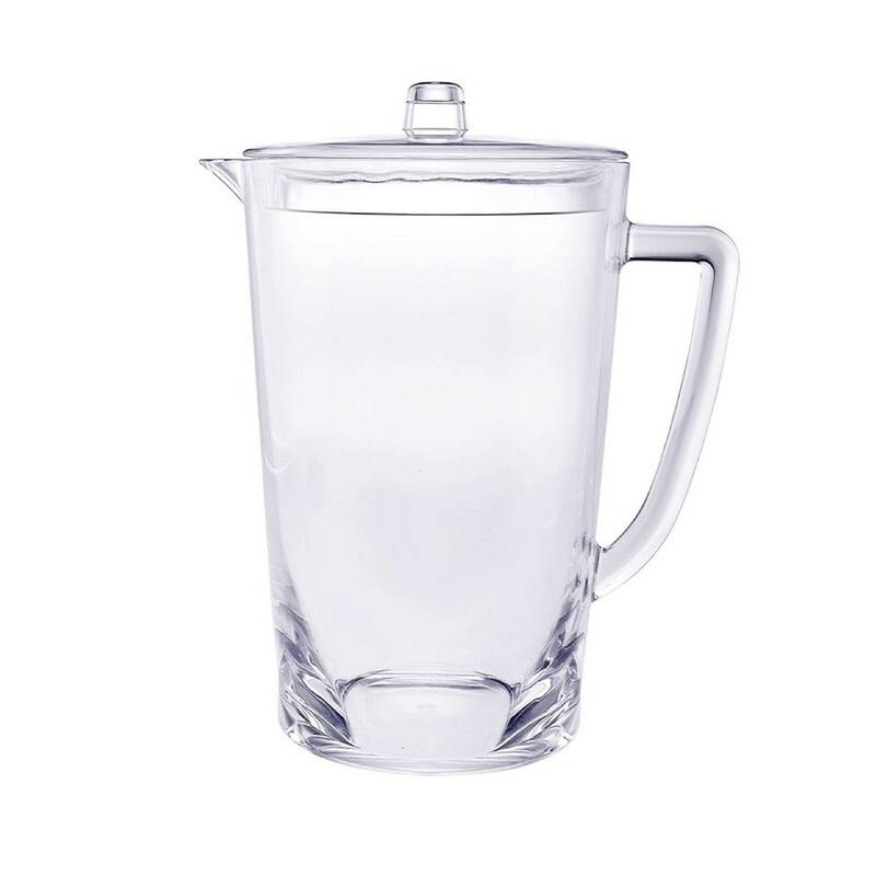 Water Pitcher with Lid, Oval Halo Design Unbreakable Plastic Pitcher