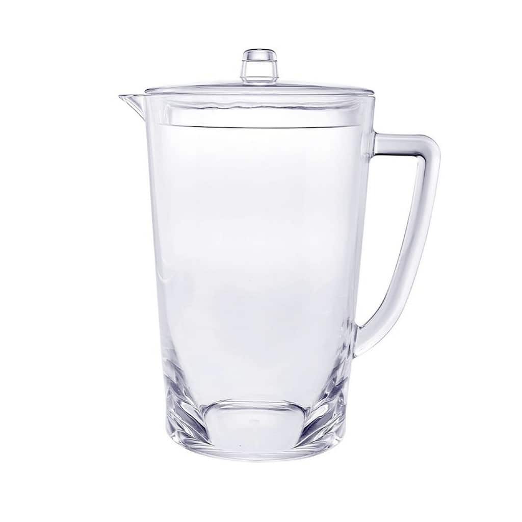 Water Pitcher with Lid, Oval Halo Design Unbreakable Plastic Pitcher