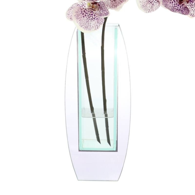 Modern Orchid Arrangement in Mirrored Glass Vase
