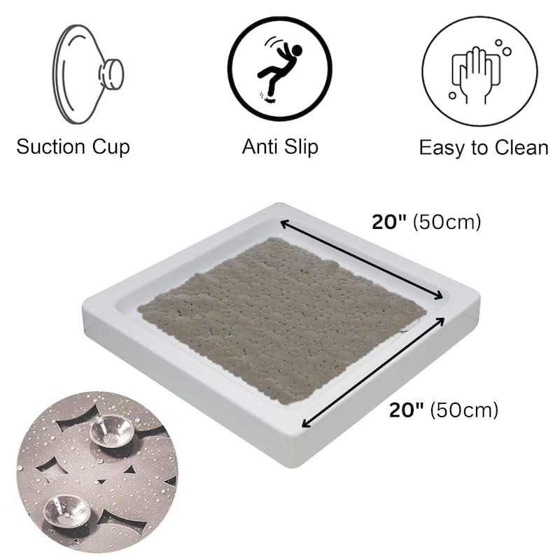 Bubbles Non-Slip Square Shower Mat 20 L X 20 W
