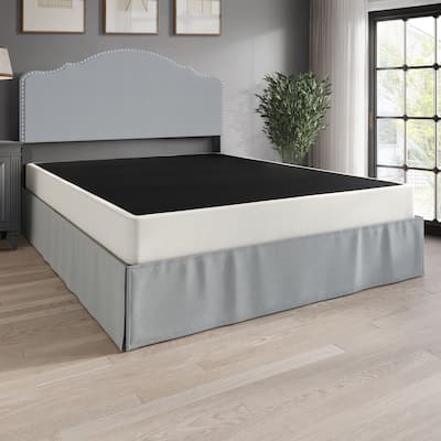 CraftPorch 5-Inch Metal Box Spring with Warm Grey Linen Cover