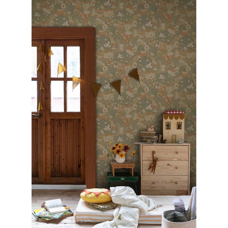 A-Street Prints Bygga Bo Butter Woodland Village Wallpaper