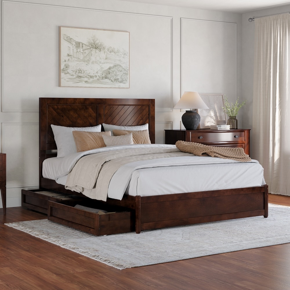 Clayton Platform Bed with Panel Footboard and Storage Drawers