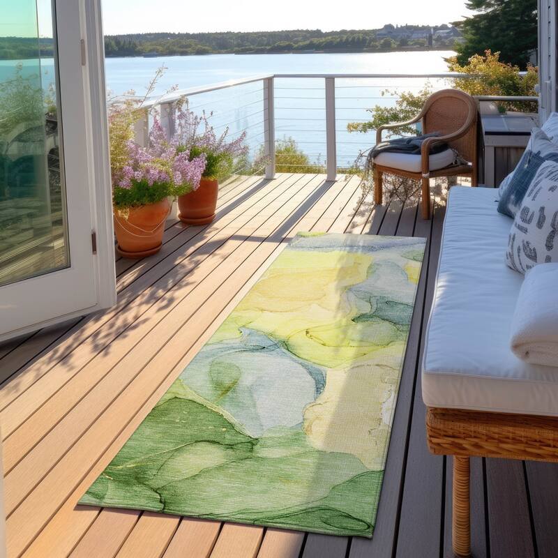 Pana Artistic Abstract Weather Resistant Blended Style Outdoor Rug