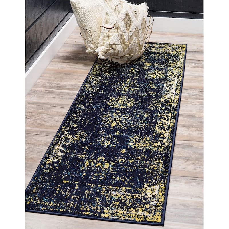 Transitional Fredo Collection Area Rug - 3'3"x16'5" - Navy Blue