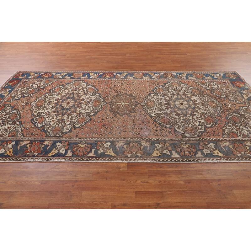 Bakhtiari Persian Vintage Area Rug Handmade Bedroom Wool Carpet - 5'2" x 10'1"