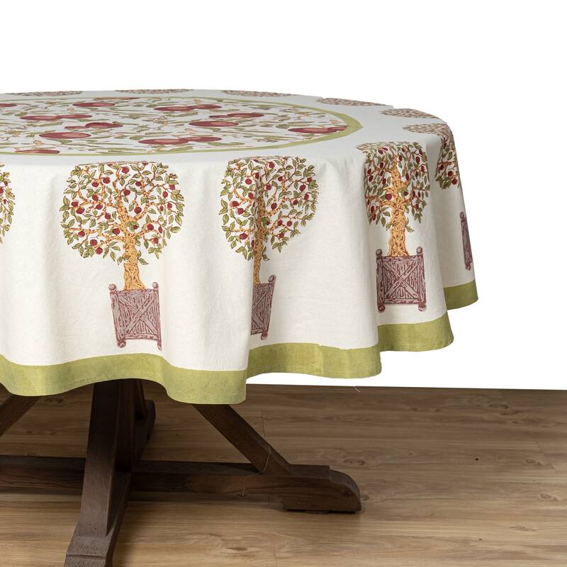 Couleur Nature Orange Tree Tablecloth - Red/Green