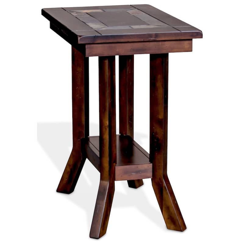 Odel Accent Chairside Table, Dark Brown Mahogany, Rectangular 25 Inch