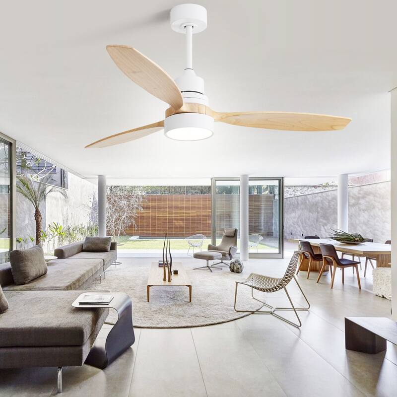 52" Wooden 6-Speed Noiceless Reversible DC Motor Ceiling Fan with Light and Remote - 52 Inch