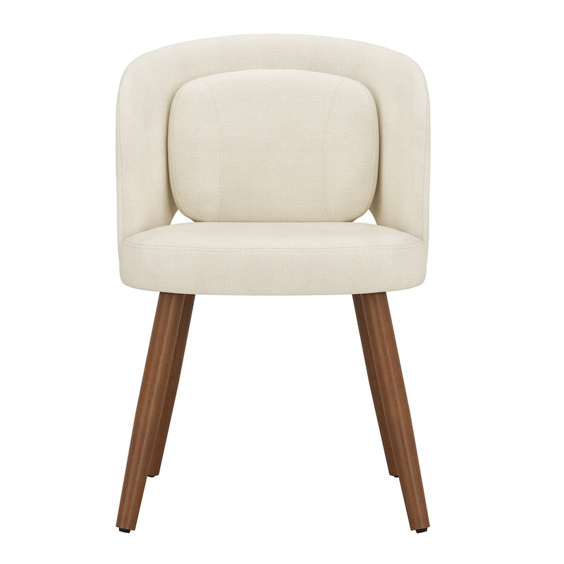 Linen Dining Chairs Set of 2/4/6 with Solid Wood Legs, Modern Kitchen Chairs with Lumbar Pillow for Dining Room Beige