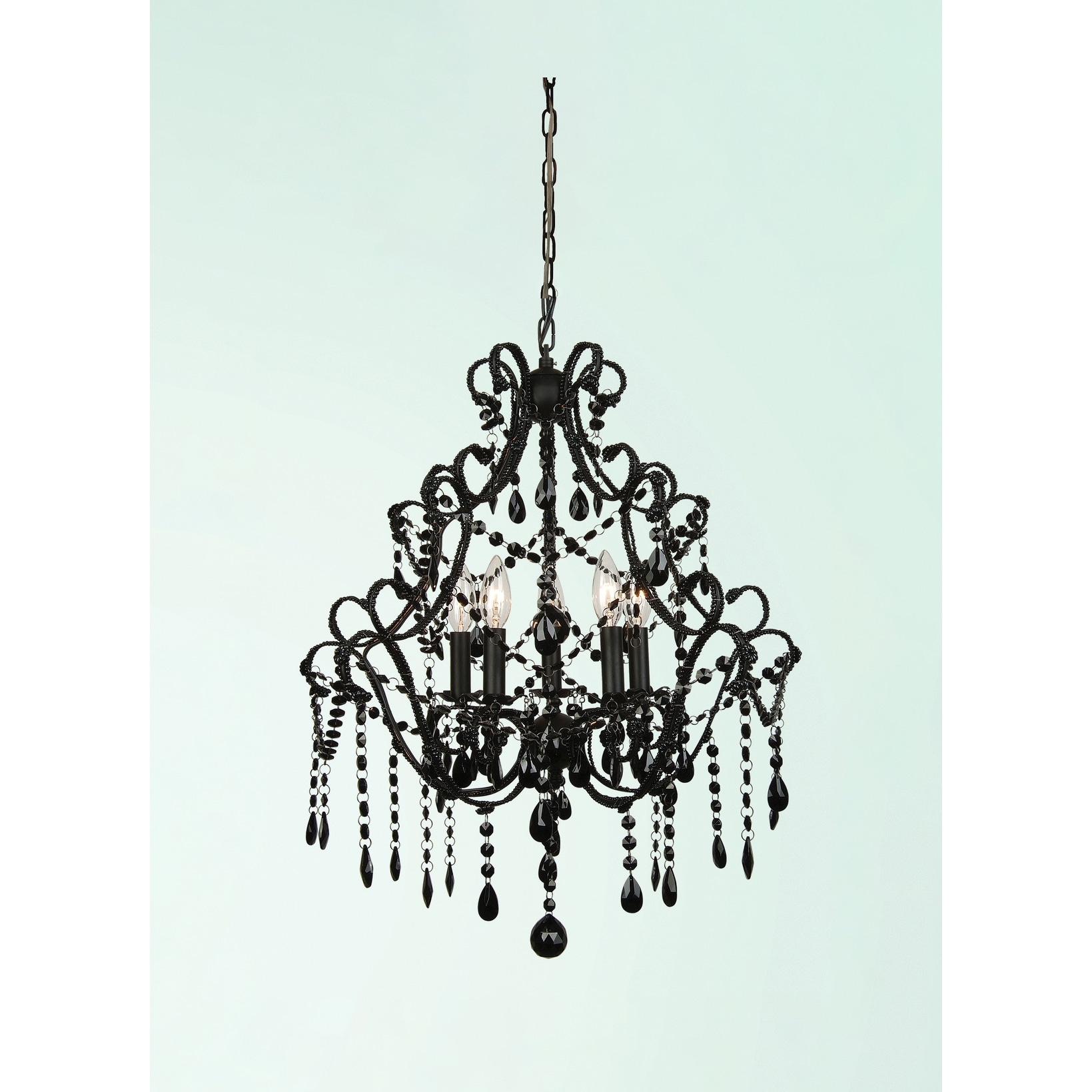 Transitional 5-Light Black Crystal Chandelier