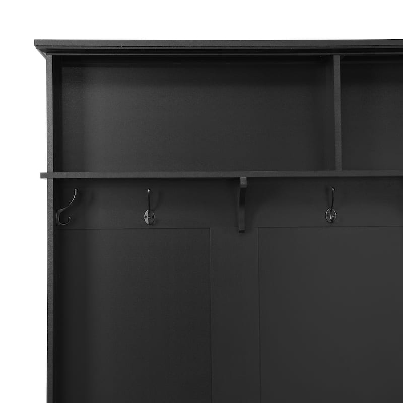 80.30"H Hall Tree with Storage Cabinet, Entryway Coat Rack with 2 Large Drawers and 5 Coat Hooks, Widen Mudroom Bench