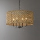 preview thumbnail 10 of 9, 4-Light Bohemian Hand Woven Drum Chandelier - Straw - 20 in. W