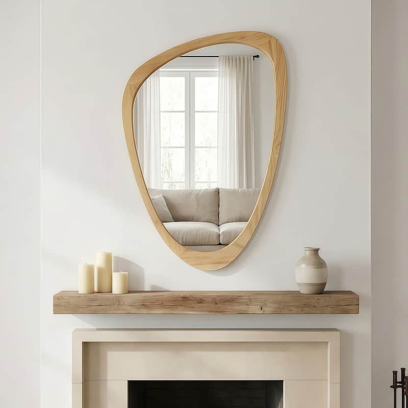 Irregular Solid Wood Frame Decorative Mirror