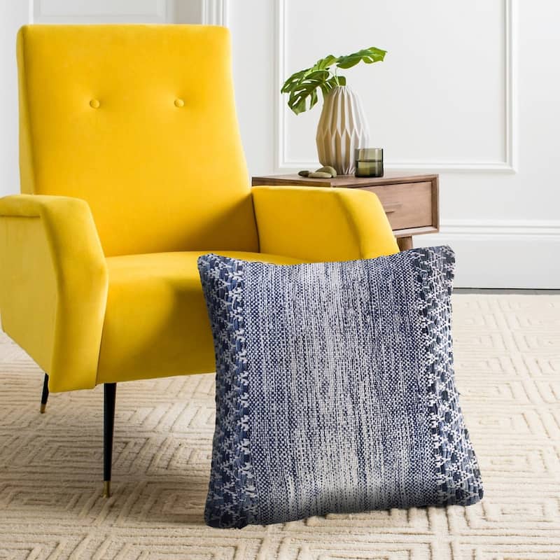 Sevita Blue and Ivory Textured Throw Pillow