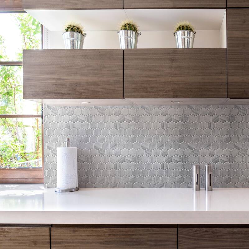 Merola Tile Cassis 2" Hex White 11-1/8" x 12-5/8" Porcelain Floor and Wall Tile - Case (10 Tiles)