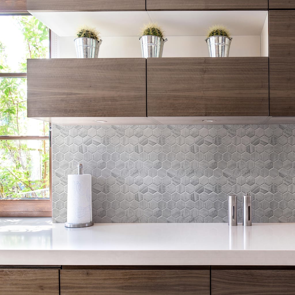 Merola Tile Cassis 2" Hex White 11-1/8" x 12-5/8" Porcelain Floor and Wall Tile