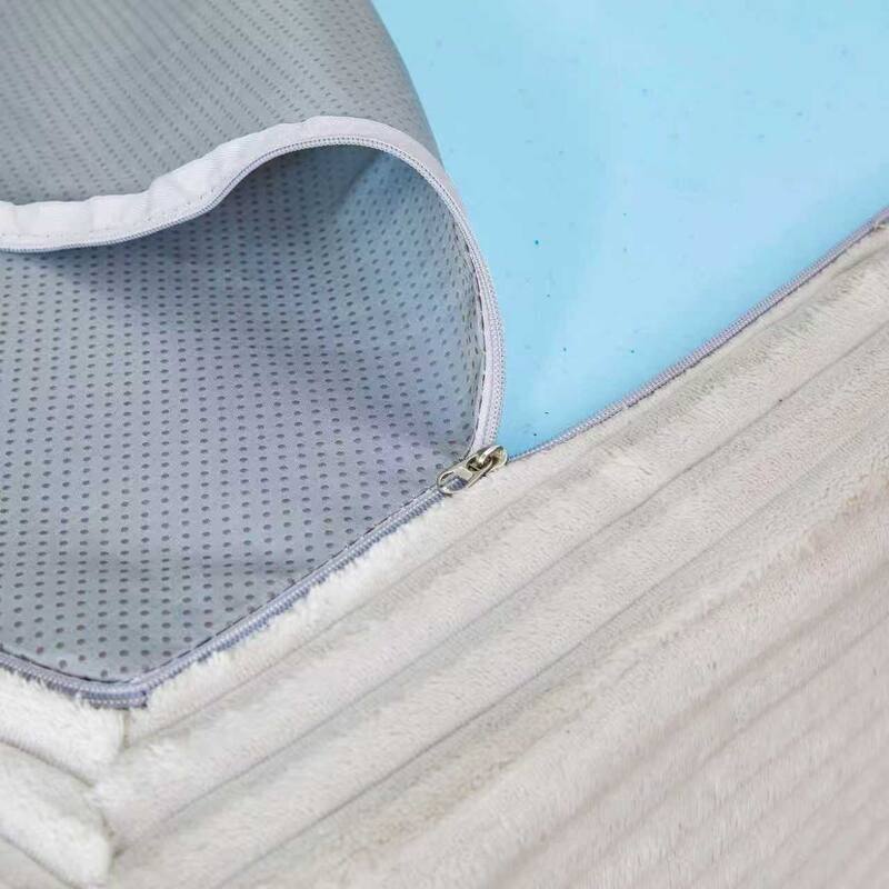 L-Shaped Modular Sectional Sofa with Ottoman, Striped Corduroy Deep Seat Cloud Couch, Large 4-Seat Corner Sofa