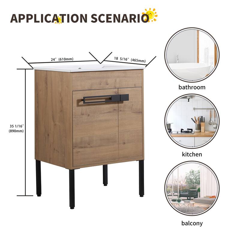 Beingnext 24"/30"/36" Bathroom Vanity with Sink, Freestanding/Floating Bathroom Vanity with Soft Close Door and Adjustable Shelf