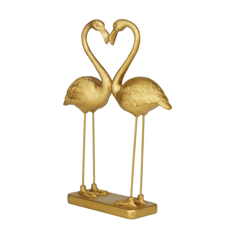 Radiant Gold Polystone Flamingo Decorative Sculpture