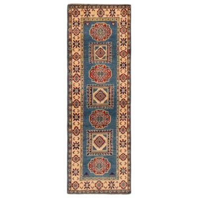 ECARPETGALLERY Hand-knotted Uzbek Ghazni Blue Wool Rug - 2'1 x 6'0