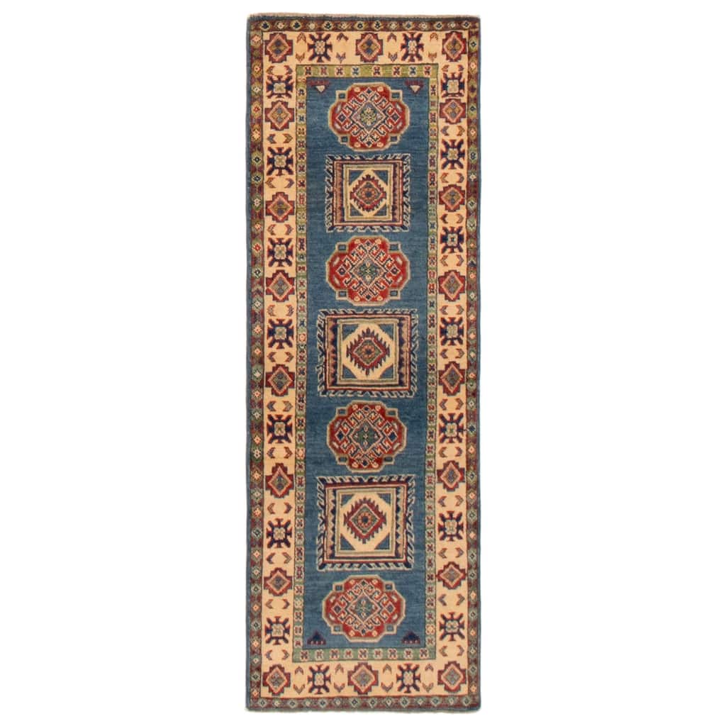 ECARPETGALLERY Hand-knotted Uzbek Ghazni Blue Wool Rug - 2'1 x 6'0