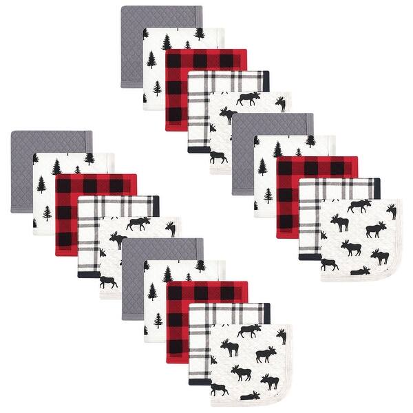 slide 1 of 1, Hudson Baby Infant Boy 20Pc Quilted Cotton Washcloths, Moose, One Size - Moose - One Size One Size - Moose