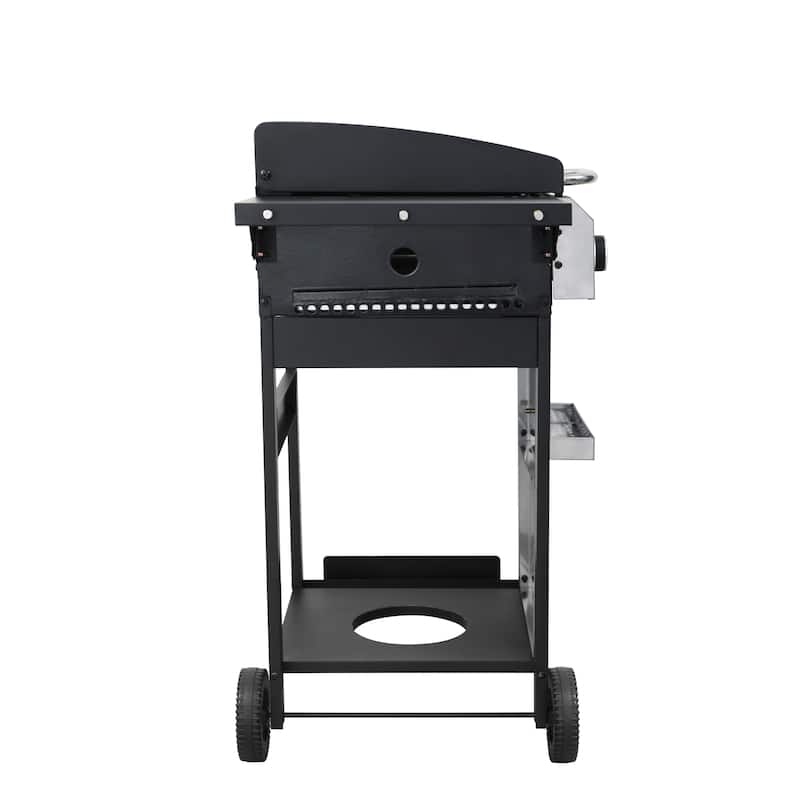 2-Burner Propane Gas BBQ Grill, SS Plancha, 24600BTU Output With Wire Enamel Cooking Grids For Outdoor Barbecue