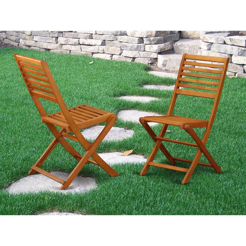 East West Furniture Cameron Foldable Outdoor Dining Chairs - Acacia Wood, Set of 2, Natural Oil - BBSCWNA