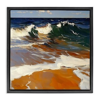 Stupell Glassy Wave Break Framed Floater Canvas Wall Art Design By ...
