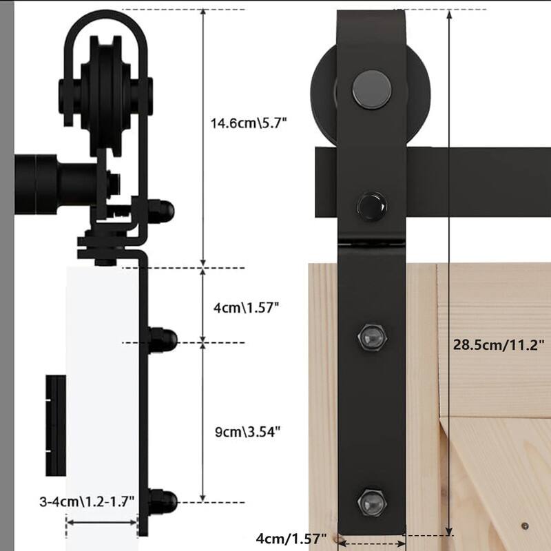 60" Sliding Barn Door Hardware Kit for 2 Doors, J Shape,No Door (Track Length 60" for Double 28" Wide Door)